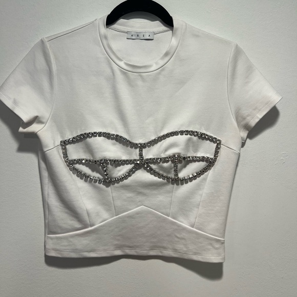 AREA White crystal bustier T shirt - Picture 6 of 11